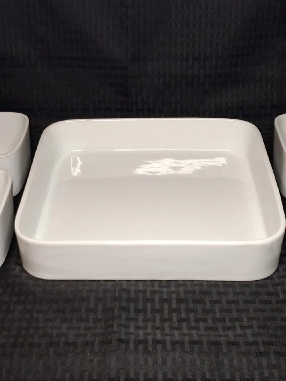 Crate & Barrel Porcelain Modular 5 pc Square Serving Tray w/ 4 Square Bowls HTF